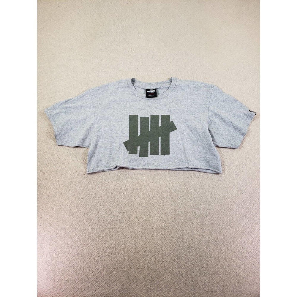 Undefeated Top Womens Medium M Gray Short Sleeve Crew Neck HH Logo Cropped